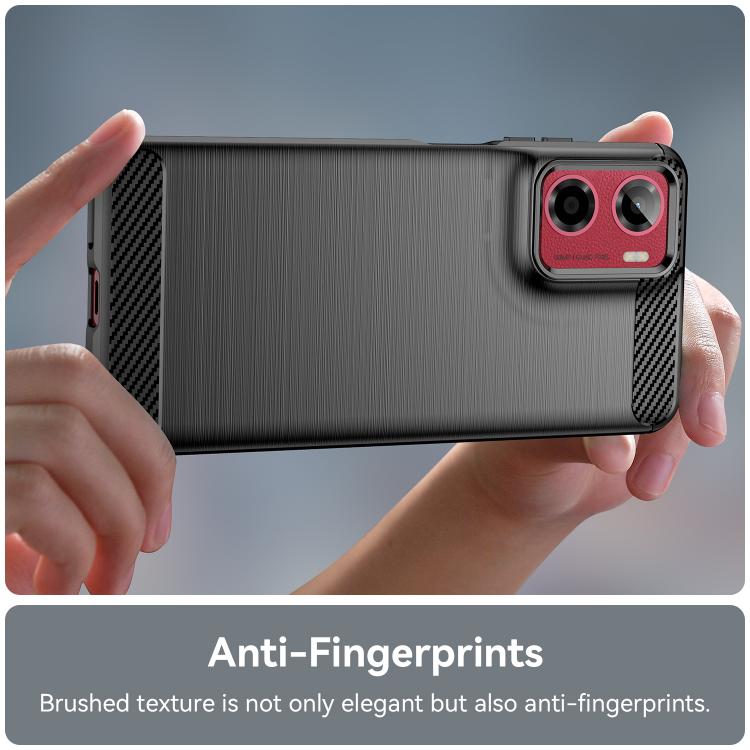 For Motorola Moto E15 Carbon Fiber Brushed Texture TPU Phone Case(Black)