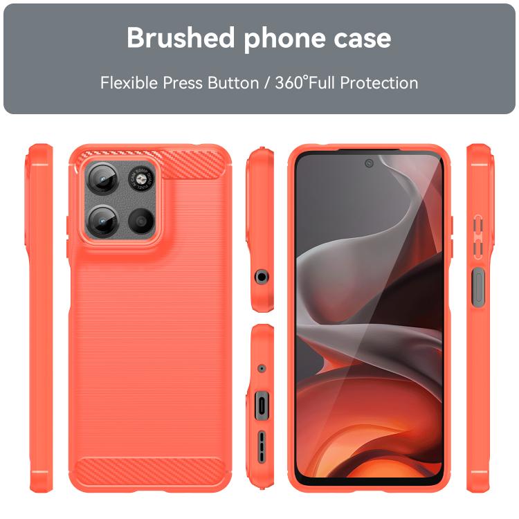 For Motorola Moto G15 Carbon Fiber Brushed Texture TPU Phone Case(Red)