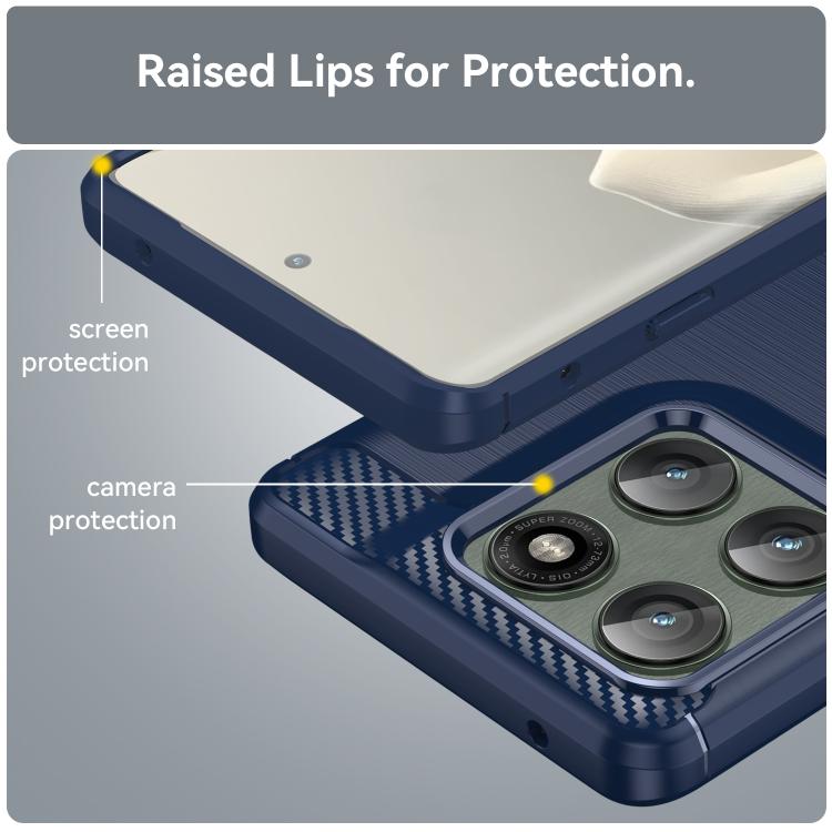 For Motorola Edge 60 Pro Carbon Fiber Brushed Texture TPU Phone Case(Blue)