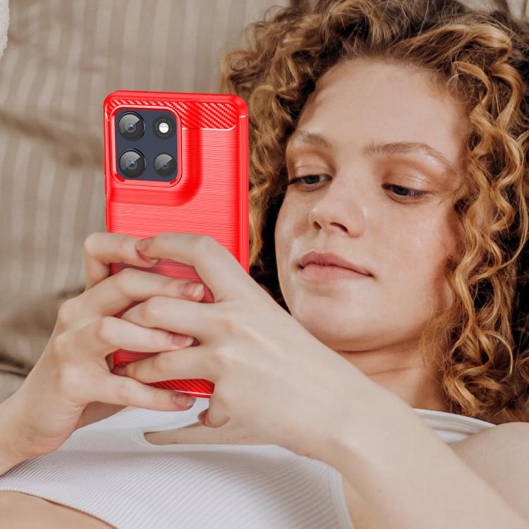 For Motorola Moto G86 5G Carbon Fiber Brushed Texture TPU Phone Case(Red) - free shipping - PMC TechLife - Order now!