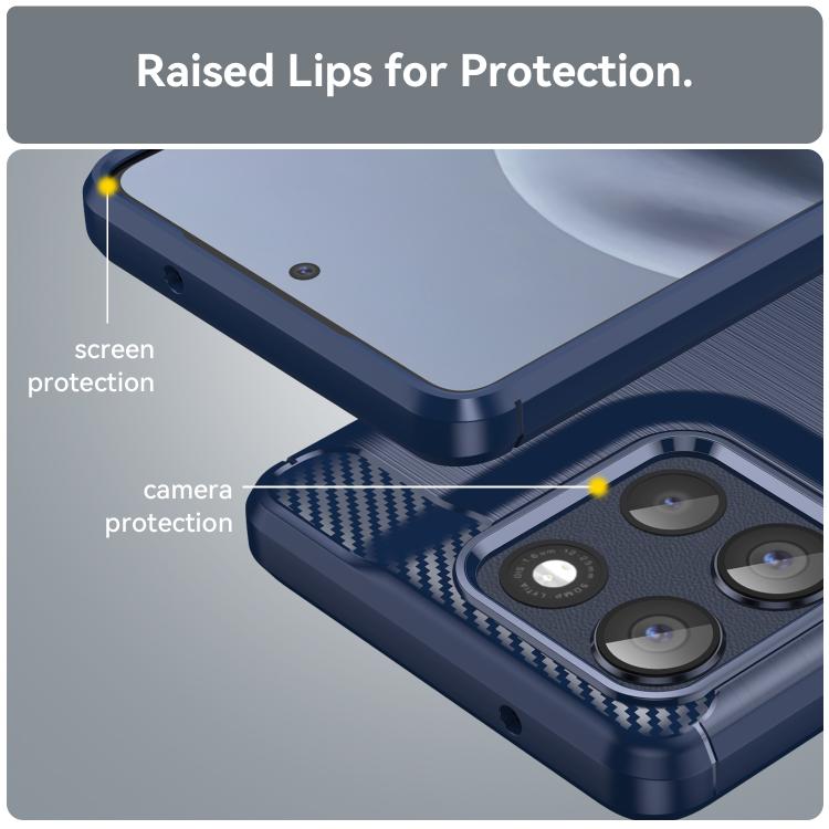 For Motorola Moto G100 Pro 5G Carbon Fiber Brushed Texture TPU Phone Case(Blue)