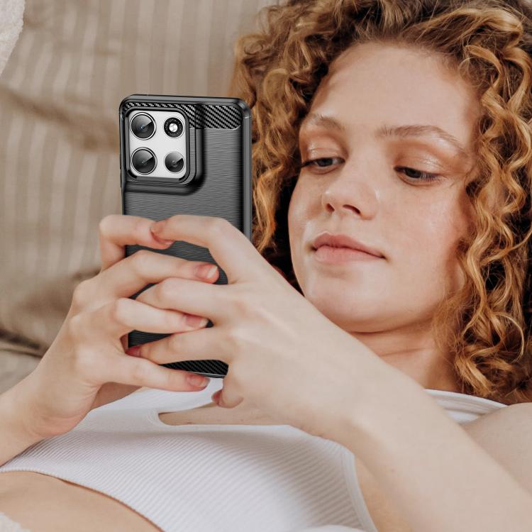 For Motorola Moto G56 5G Carbon Fiber Brushed Texture TPU Phone Case(Black) - free shipping - PMC TechLife - Order now!