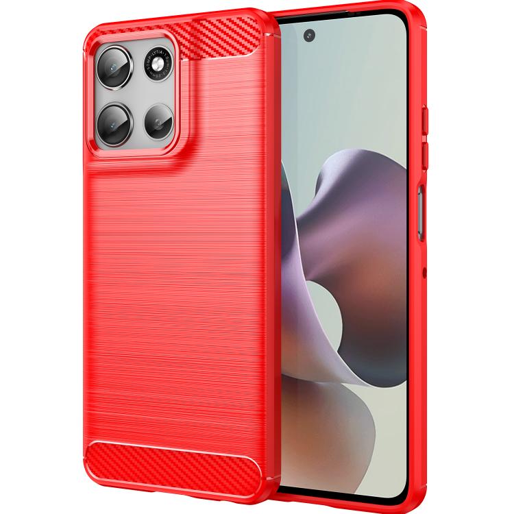 For Motorola Moto G56 5G Carbon Fiber Brushed Texture TPU Phone Case(Red)