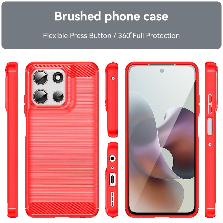 For Motorola Moto G56 5G Carbon Fiber Brushed Texture TPU Phone Case(Red)