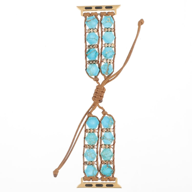 For Apple Watch Series 5 40mm Hexagonal Stones Drawstring Chain Watch Band(Blue)