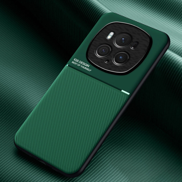 For Honor Magic6 Pro Classic Tilt Strip Grain Magnetic PC Hybrid TPU Phone Case(Green)