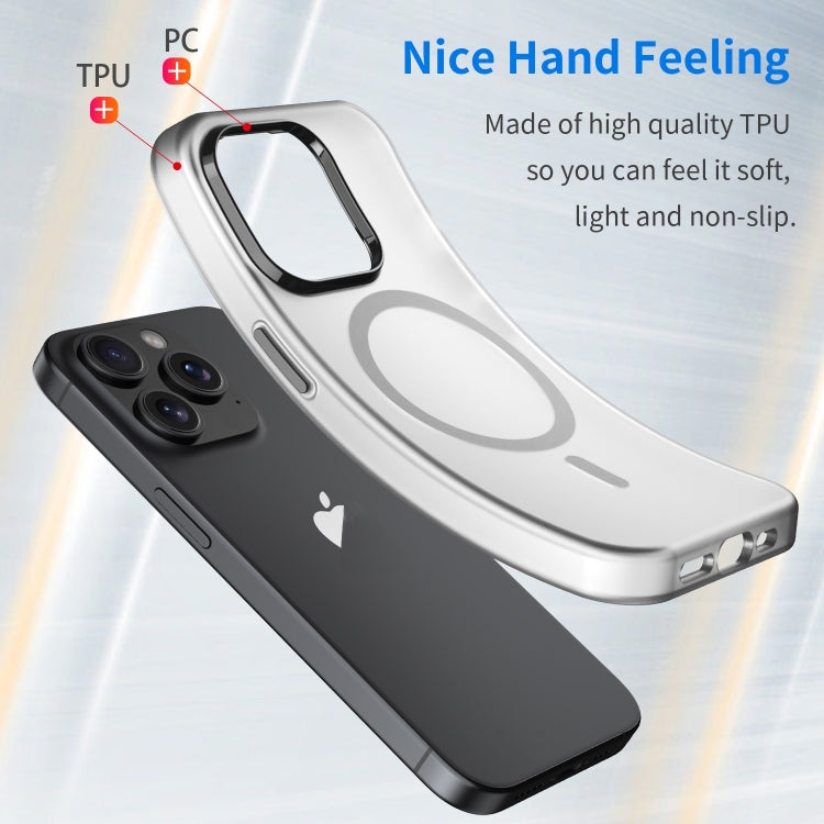 For iPhone 16 Pro Max MagSafe Frosted Translucent TPU + PC Full Coverage Phone Case(Black)