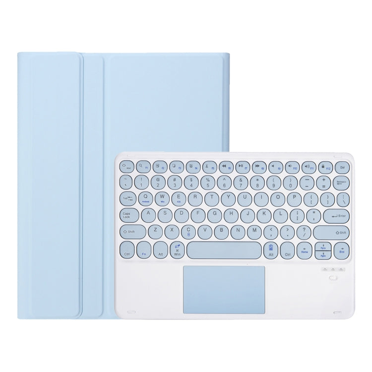 For Samsung Galaxy Tab S10 FE / S9 FE / S9 Candy Color TPU Round Keycap Touch Bluetooth Keyboard Leather Case(Ice Blue)