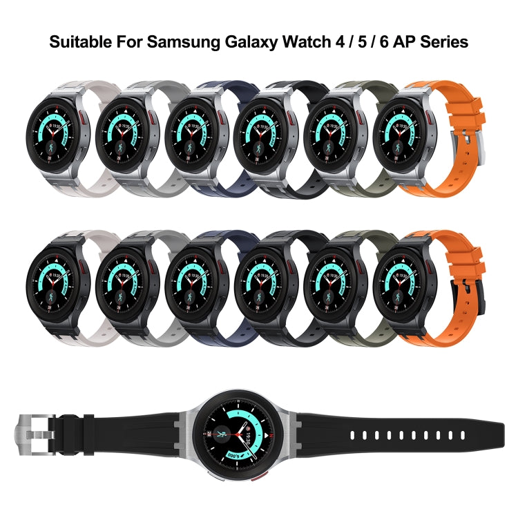 For Samsung Galaxy watch 4 / 5 / 6 AP Series Liquid Silicone Watch Band(Silver Orange) - Watch Bands by PMC TechLife | Online Shopping South Africa | PMC TechLife