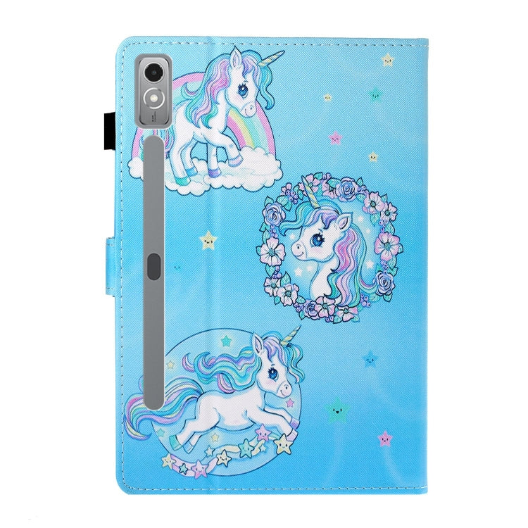 For Lenovo Tab P12 2023 / TB370FU Coloured Drawing Stitching Smart Leather Tablet Case(Unicorn)