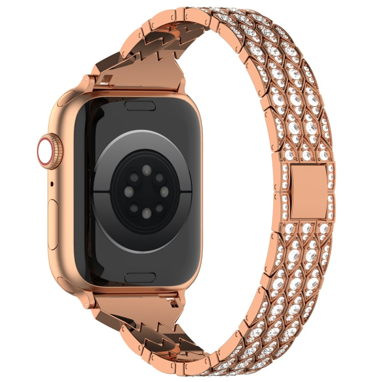 For Apple Watch Series 8 41mm Devil Eye Diamond Bracelet Metal Watch Band(Rose Gold)