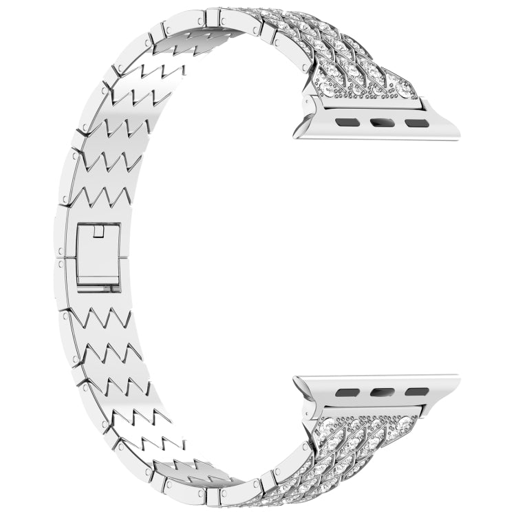 For Apple Watch Series 8 41mm Devil Eye Diamond Bracelet Metal Watch Band(Silver)