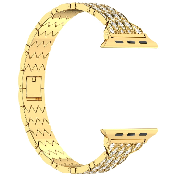 For Apple Watch Series 4 40mm Devil Eye Diamond Bracelet Metal Watch Band(Gold)