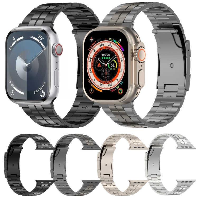 For Apple Watch Series 7 41mm Tortoise Buckle Titanium Steel Watch Band(Grey)