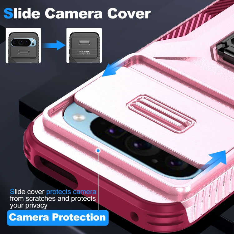 For Google Pixel 9 / Pixel 9 Pro Sliding Camshield Holder Phone Case(Pink + Rose Red) - Google Cases by PMC TechLife | Online Shopping South Africa | PMC TechLife | Buy Now Pay Later Mobicred
