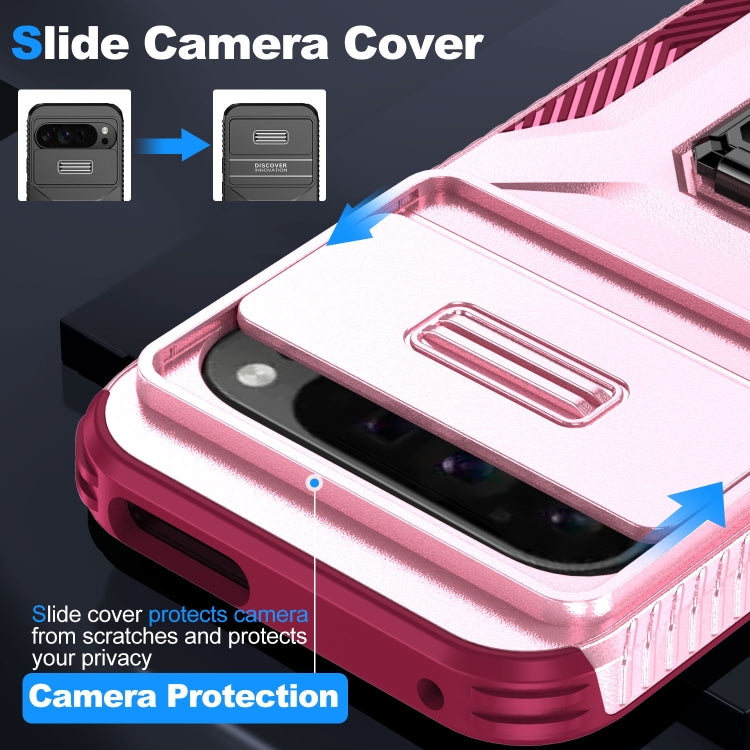 For Google Pixel 9 Pro XL Sliding Camshield Holder Phone Case(Pink + Rose Red) - Google Cases by PMC TechLife | Online Shopping South Africa | PMC TechLife | Buy Now Pay Later Mobicred