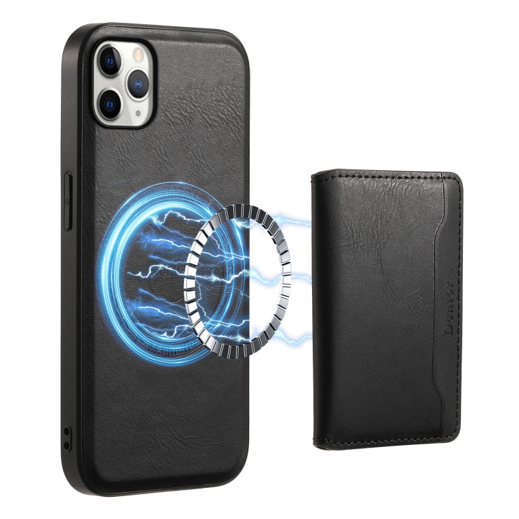 For iPhone 11 Pro Max Denior Cowhide Texture Leather MagSafe Detachable Wallet Phone Case(Black)