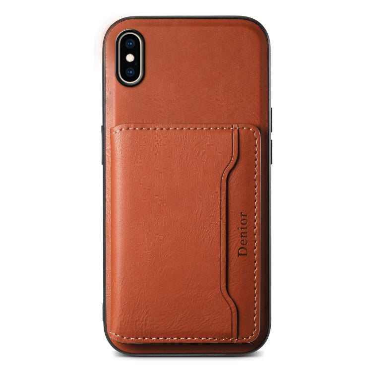 For iPhone XS Max Denior Cowhide Texture Leather MagSafe Detachable Wallet Phone Case(Brown)