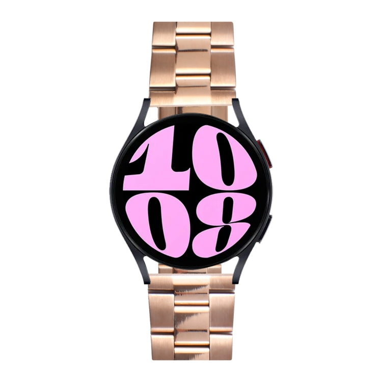 22mm Universal Three-Bead Stainless Steel Watch Band(Rose Gold)