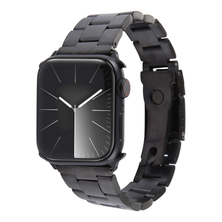 For Apple Watch Series 9 45mm Three-Bead Stainless Steel Watch Band(Black)