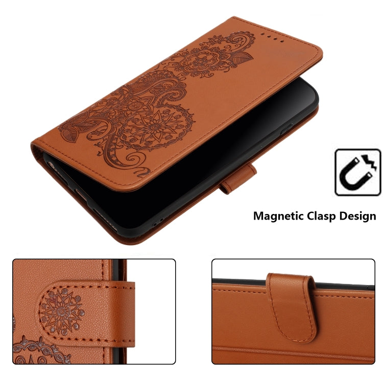 For Google Pixel 9 Pro Datura Flower Embossed Flip Leather Phone Case(Brown) - Google Cases by PMC TechLife | Online Shopping South Africa | PMC TechLife | Buy Now Pay Later Mobicred