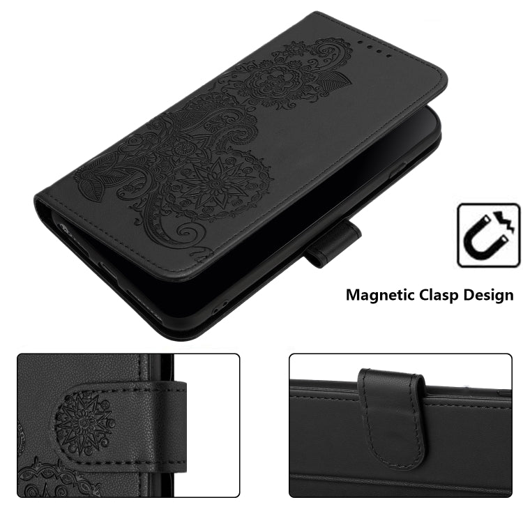 For Google Pixel 9 Datura Flower Embossed Flip Leather Phone Case(Black) - Google Cases by PMC TechLife | Online Shopping South Africa | PMC TechLife | Buy Now Pay Later Mobicred