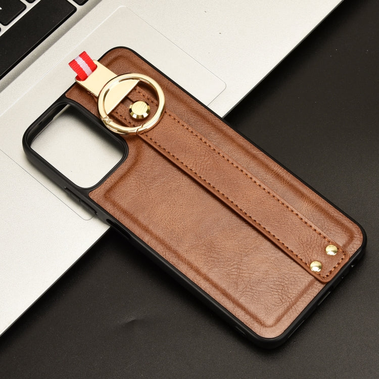 For Motorola Moto G 5G 2024 Wristband Leather Back Phone Case(Brown)