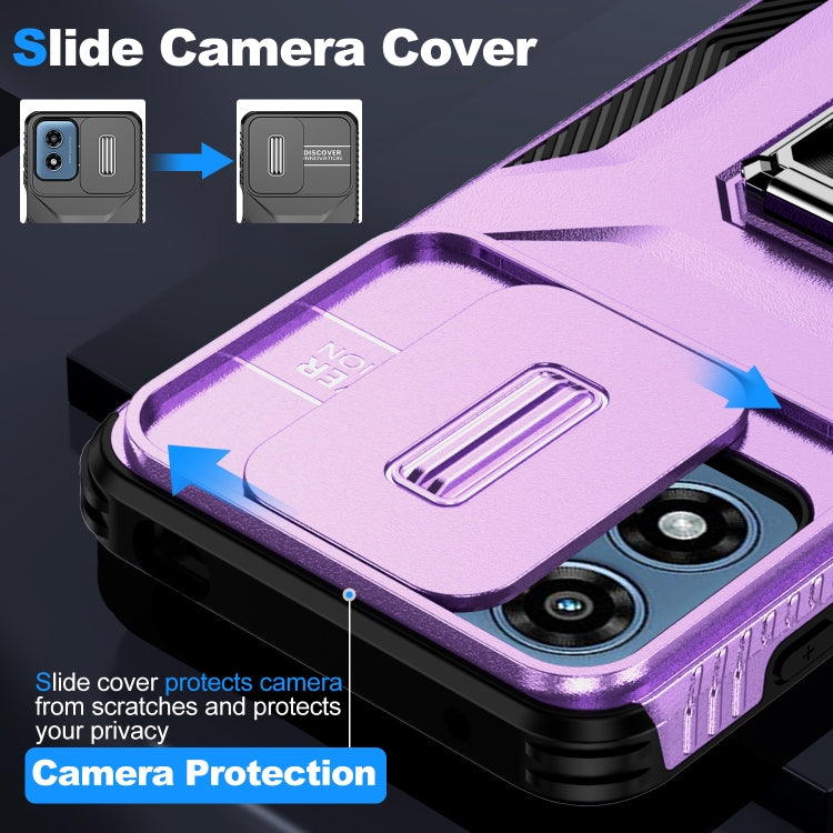 For Motorola Moto G Play 2024 Sliding Camshield Holder Phone Case(Purple) - Motorola Cases by PMC Jewellery | Online Shopping South Africa | PMC Jewellery | Buy Now Pay Later Mobicred