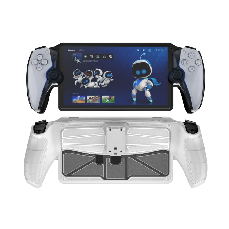 For Sony PlayStation Portal TPU + PC Game Console Protective Case with Holder(White)