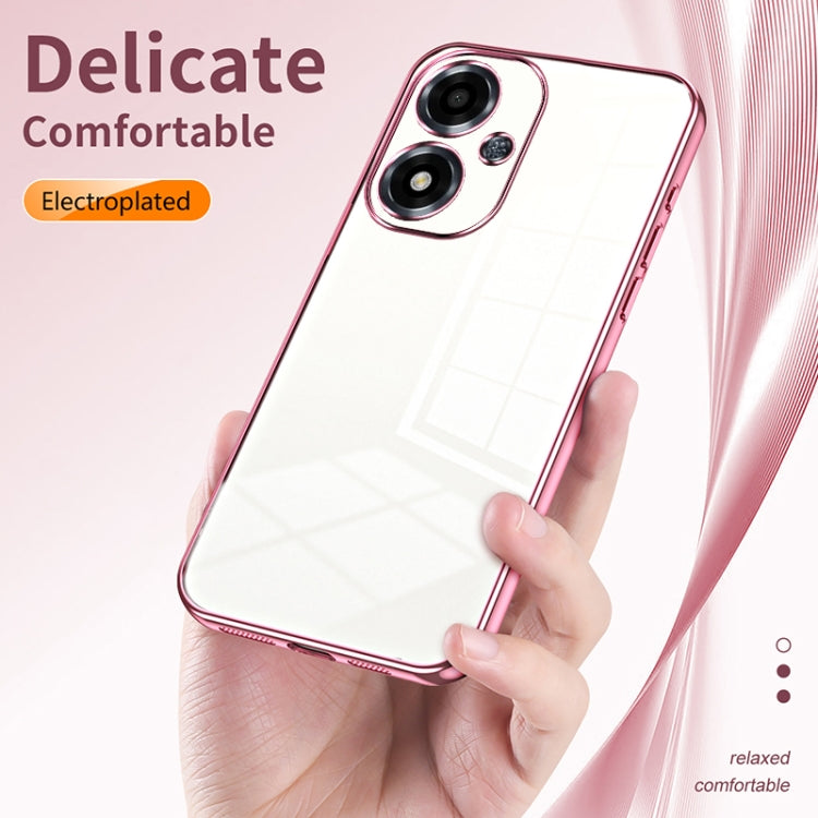 For OPPO A2m Transparent Plating Fine Hole Phone Case(Pink)