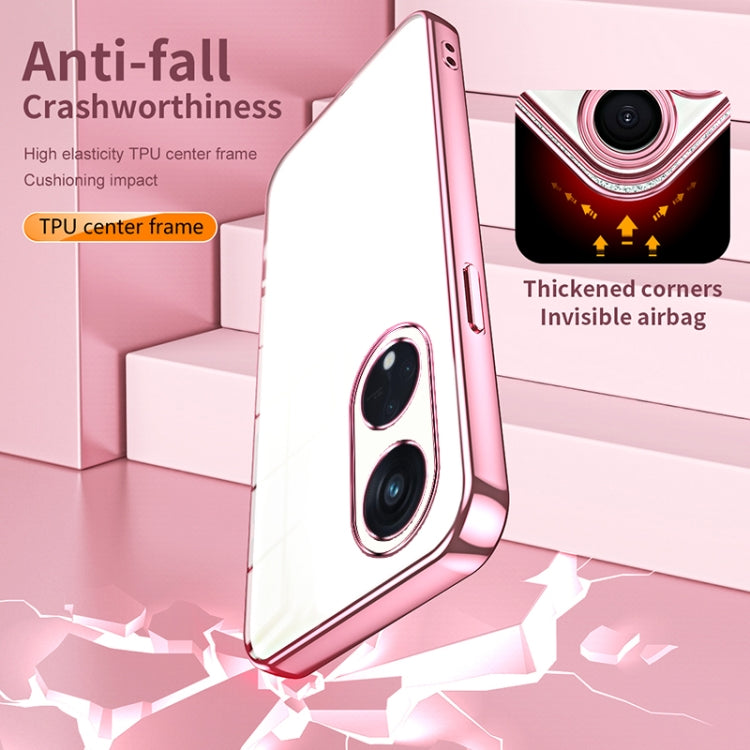 For OPPO Reno8 T 5G Transparent Plating Fine Hole Phone Case(Gold) - OPPO Cases by PMC TechLife | Online Shopping South Africa | PMC TechLife | Buy Now Pay Later Mobicred