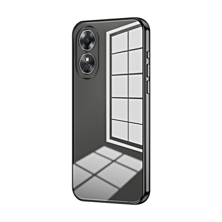 For OPPO A17 / A17K Transparent Plating Fine Hole Phone Case(Black)