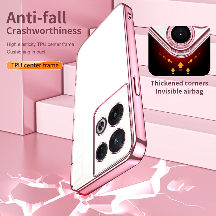 For OPPO Reno8 Pro Transparent Plating Fine Hole Phone Case(Black) - OPPO Cases by PMC TechLife | Online Shopping South Africa | PMC TechLife | Buy Now Pay Later Mobicred