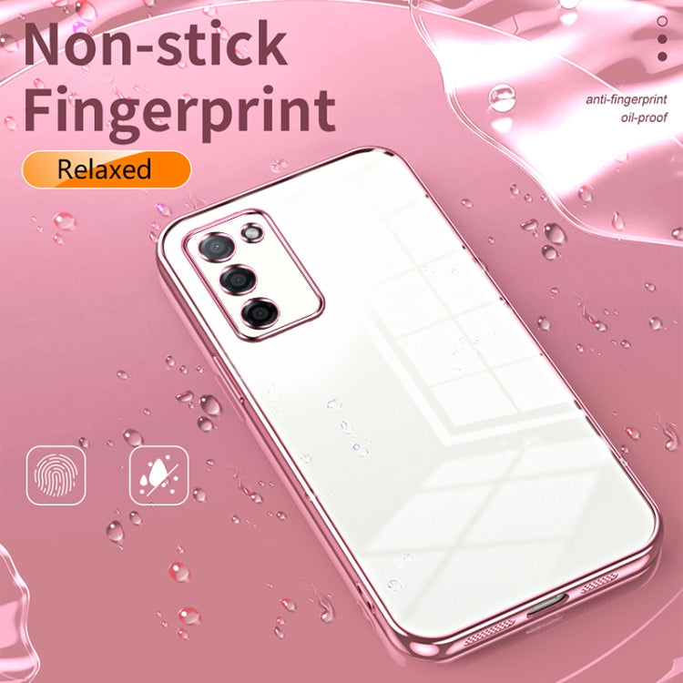 For OPPO A55 5G / A56 / A53s 5G Transparent Plating Fine Hole Phone Case(Pink)