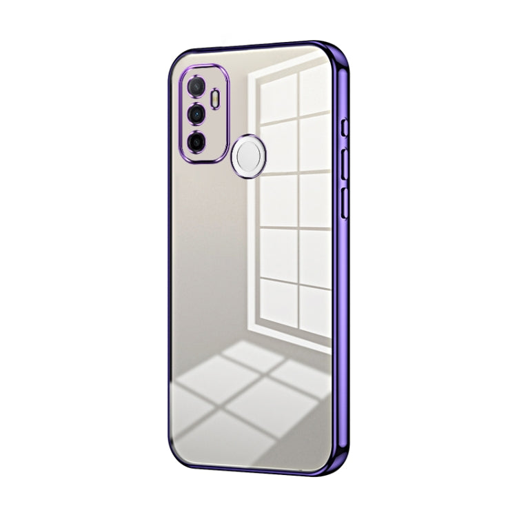 For OPPO A53 2020 / A32 / A11s Transparent Plating Fine Hole Phone Case(Purple)