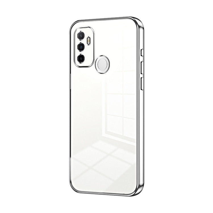 For OPPO A53 2020 / A32 / A11s Transparent Plating Fine Hole Phone Case(Silver)