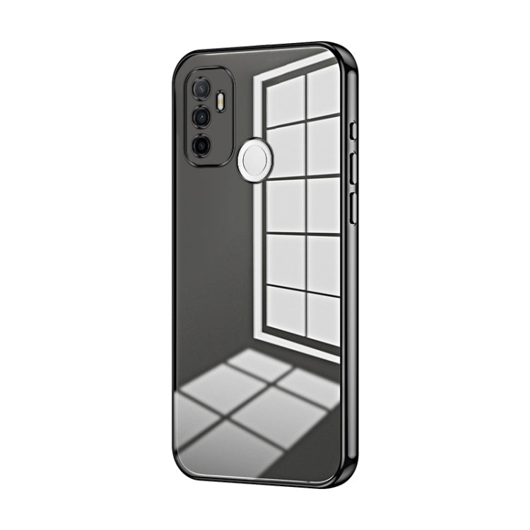 For OPPO A53 2020 / A32 / A11s Transparent Plating Fine Hole Phone Case(Black)
