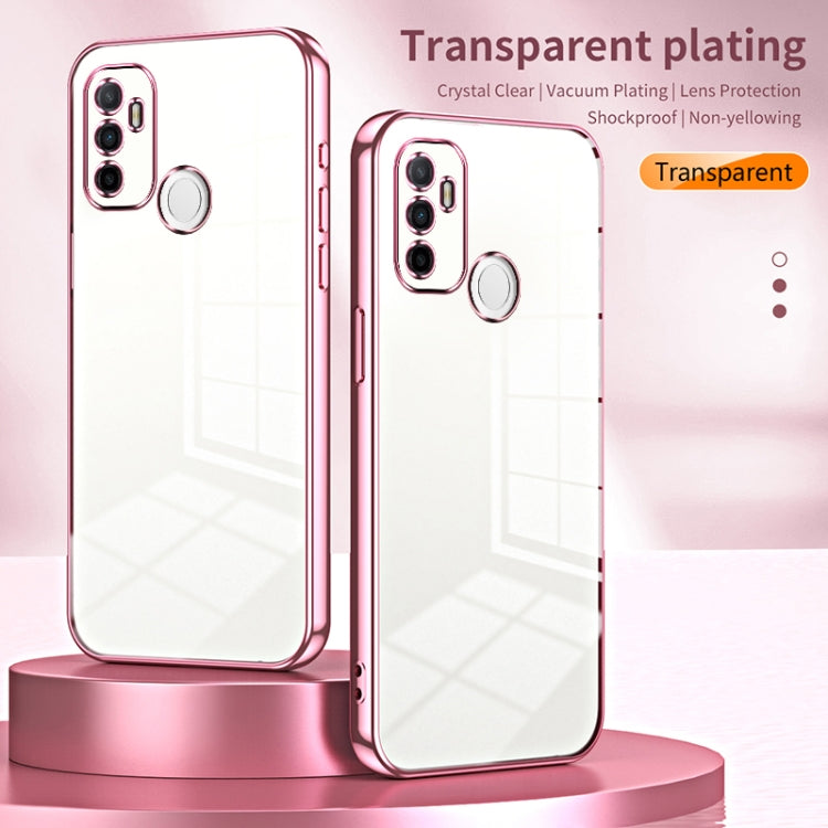 For OPPO A53 2020 / A32 / A11s Transparent Plating Fine Hole Phone Case(Black)