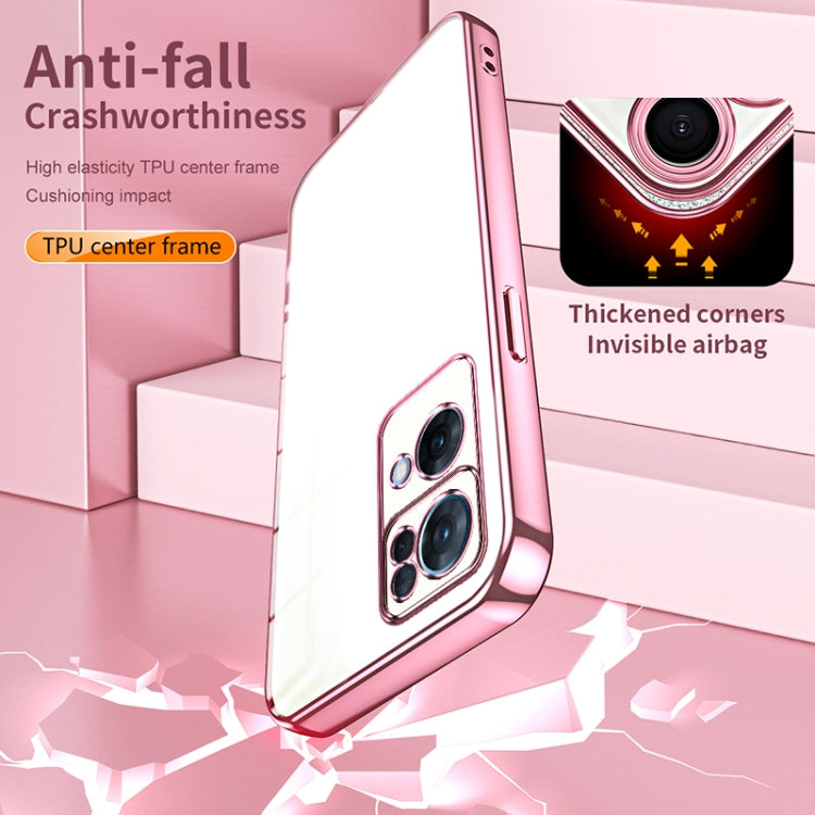 For OPPO Reno7 Pro Transparent Plating Fine Hole Phone Case(Purple) - OPPO Cases by PMC TechLife | Online Shopping South Africa | PMC TechLife | Buy Now Pay Later Mobicred