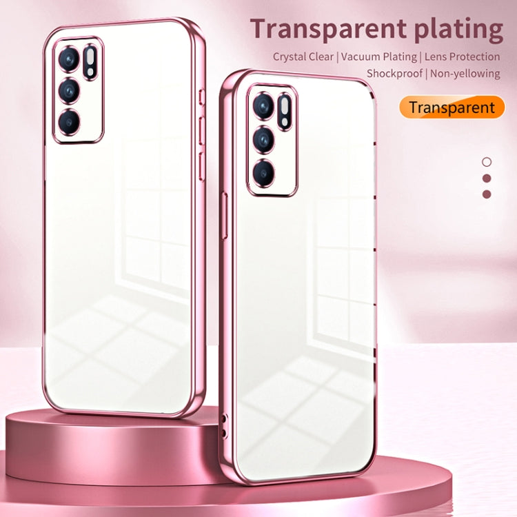 For OPPO Reno6 Indian / Malay Transparent Plating Fine Hole Phone Case(Pink)