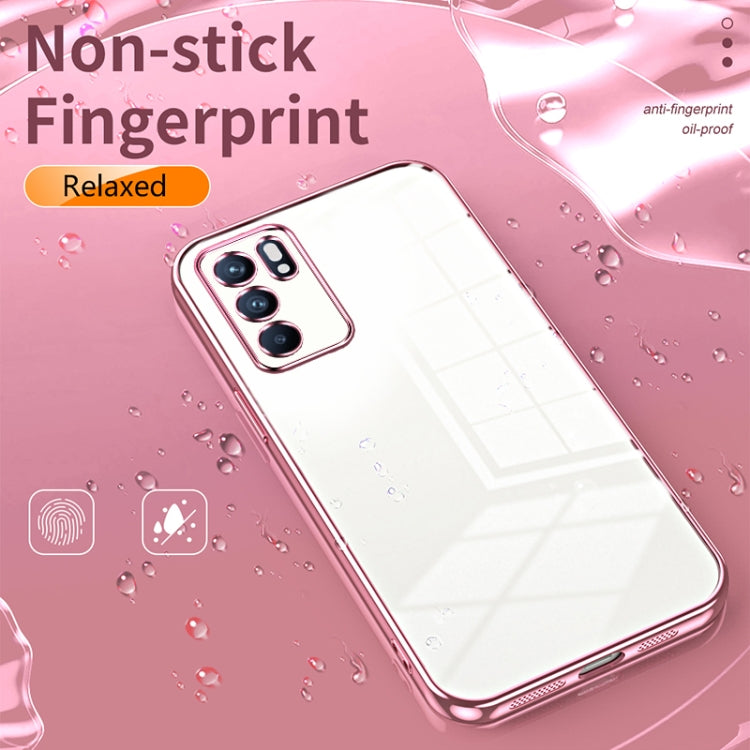 For OPPO Reno6 Indian / Malay Transparent Plating Fine Hole Phone Case(Pink)