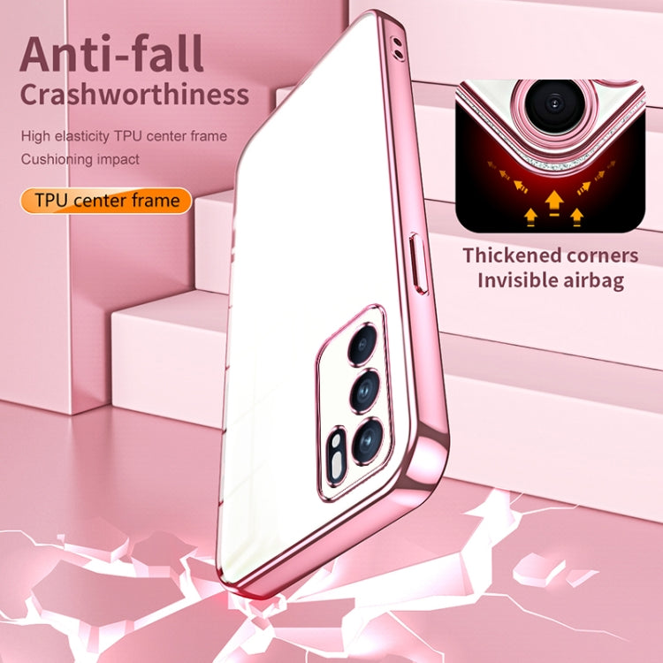 For OPPO Reno6 Indian / Malay Transparent Plating Fine Hole Phone Case(Pink)
