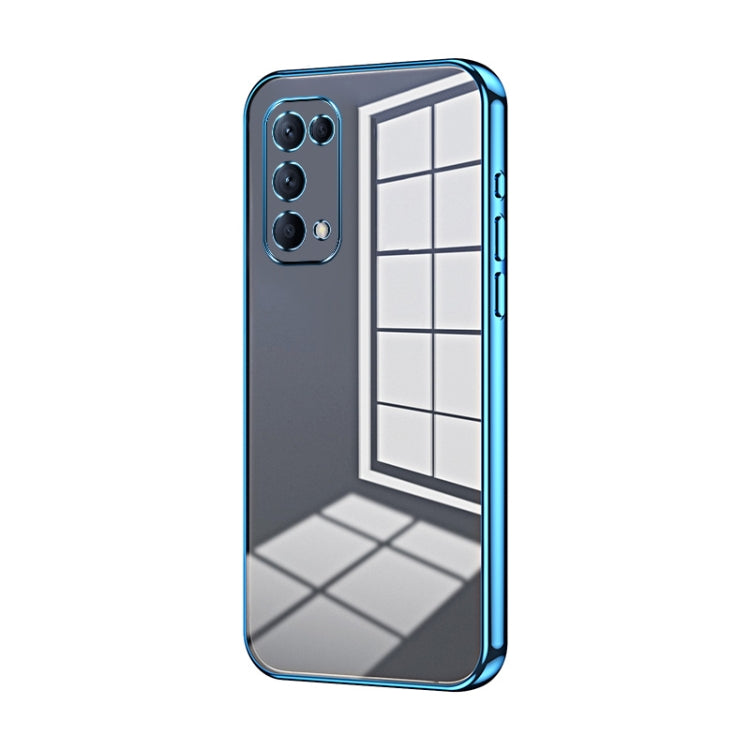 For OPPO Reno5 4G/5G / Reno5 K Transparent Plating Fine Hole Phone Case(Blue)