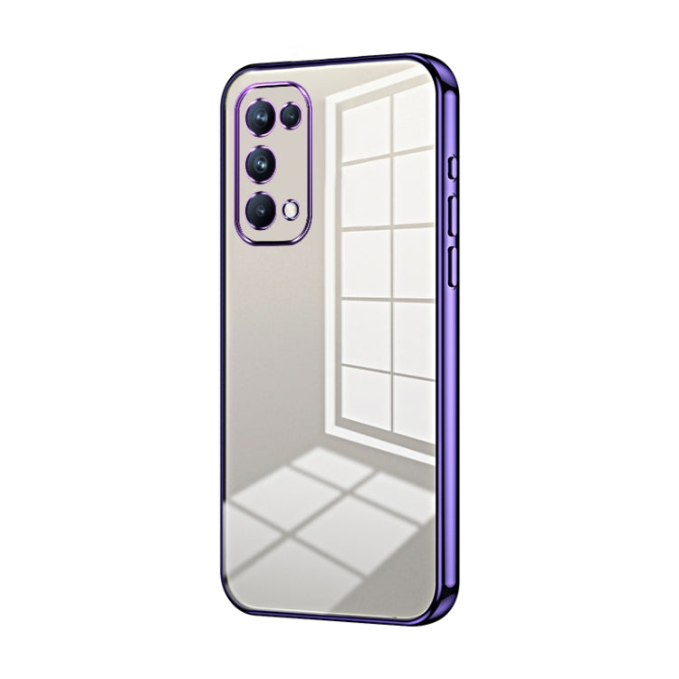 For OPPO Reno5 Pro Transparent Plating Fine Hole Phone Case(Purple)