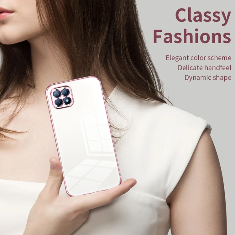 For OPPO Reno4 SE Transparent Plating Fine Hole Phone Case(Pink)