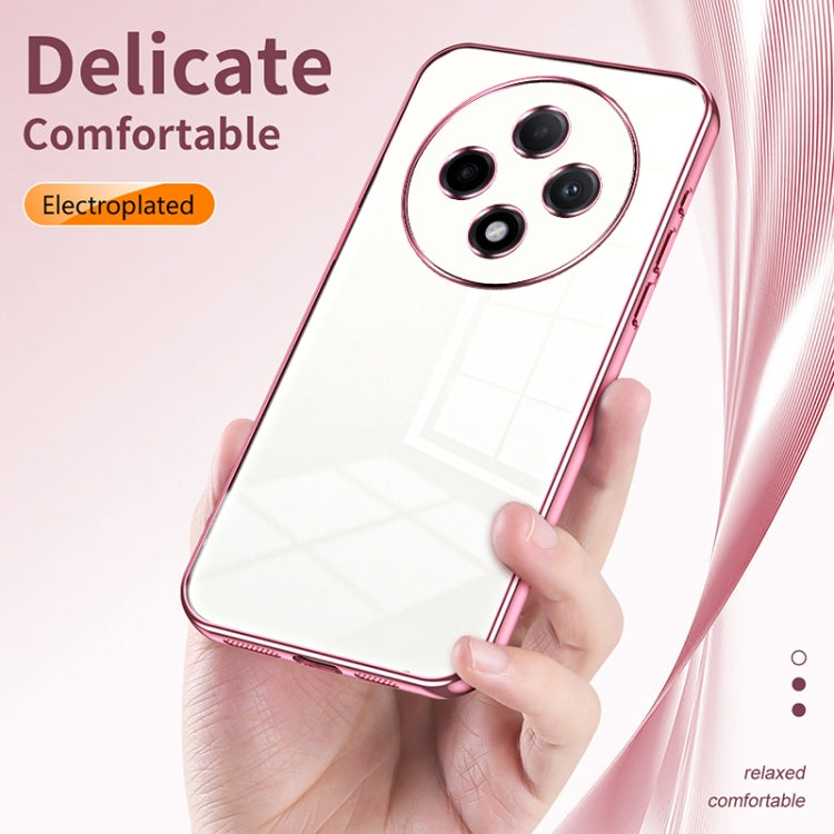 For OPPO A3 Pro Transparent Plating Fine Hole Phone Case(Blue)