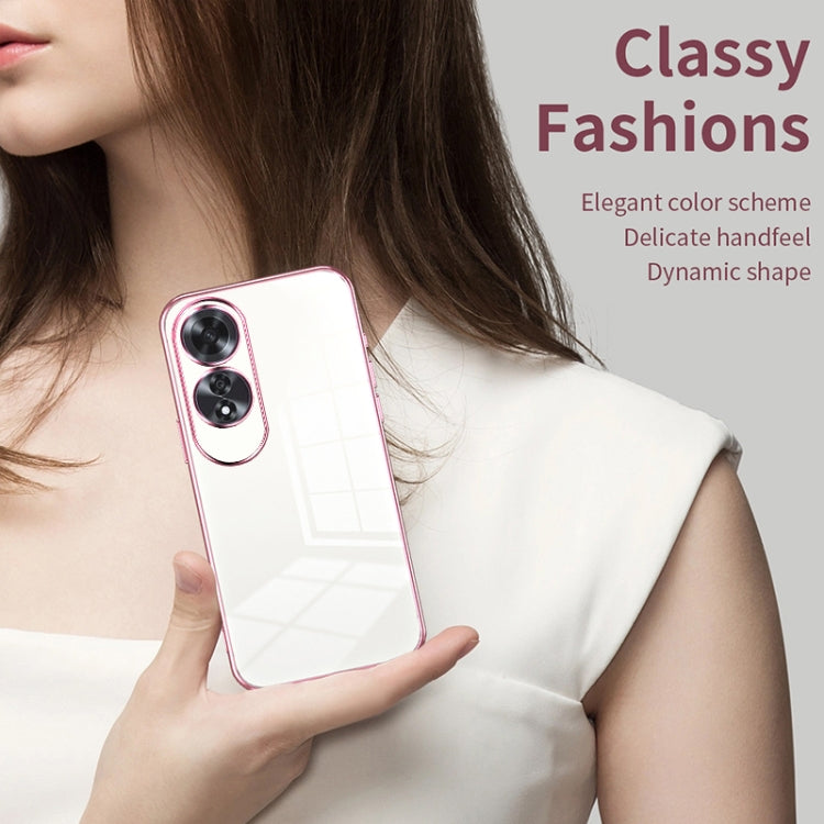 For OPPO A60 Transparent Plating Fine Hole Phone Case(Black)