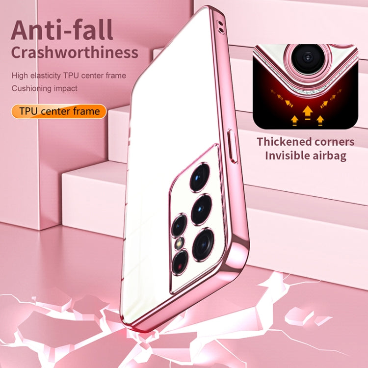 For Samsung Galaxy S21 Ultra 5G Transparent Plating Fine Hole Phone Case(Silver) - Galaxy S21 Ultra 5G Cases by PMC TechLife | Online Shopping South Africa | PMC TechLife | Buy Now Pay Later Mobicred