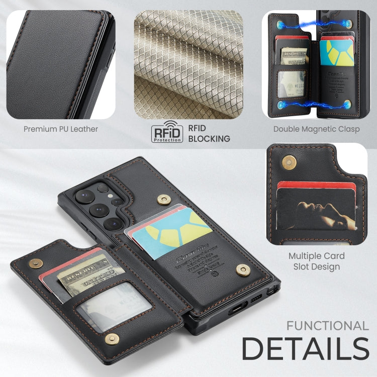 For Samsung Galaxy S24 Ultra 5G CaseMe C22 PC+TPU Business Style RFID Anti-theft Leather Phone Case(Black)