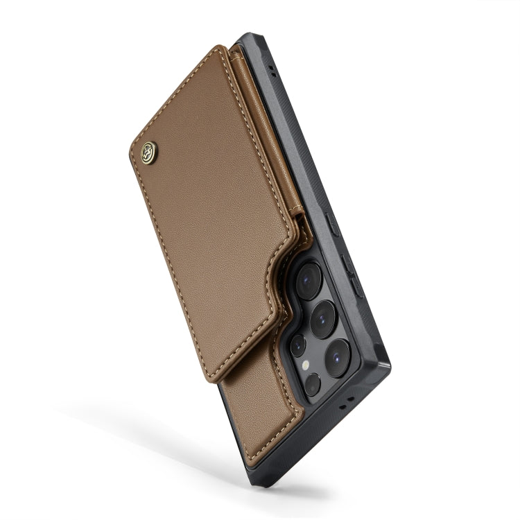 For Samsung Galaxy S24 Ultra 5G CaseMe C22 PC+TPU Business Style RFID Anti-theft Leather Phone Case(Brown)